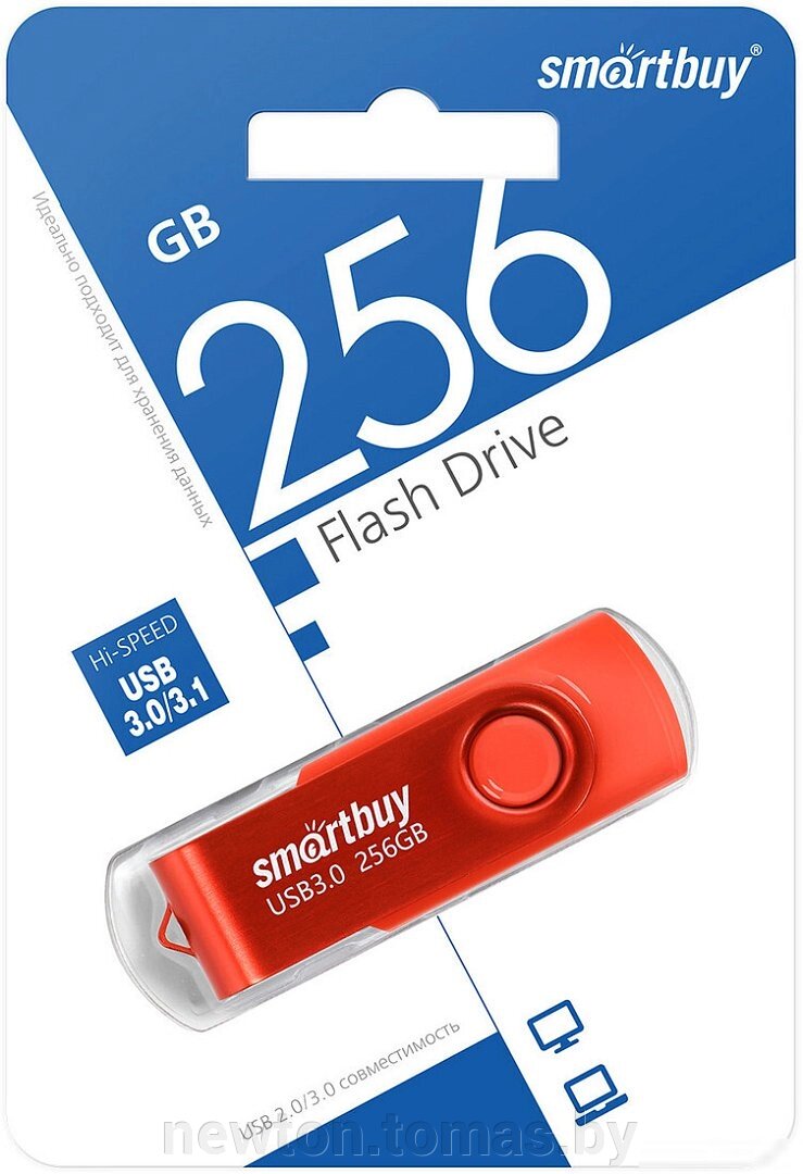 USB Flash SmartBuy Twist 3.0 256GB красный от компании Интернет-магазин Newton - фото 1