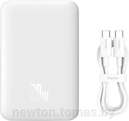 Внешний аккумулятор Baseus Magnetic Mini Wireless Fast Charge Power Bank 10000mAh 20W белый от компании Интернет-магазин Newton - фото 1