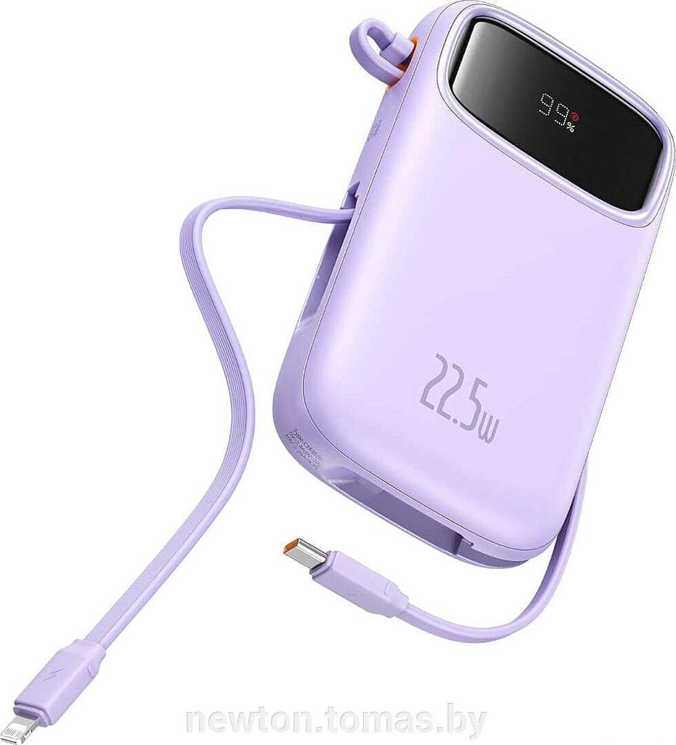 Внешний аккумулятор Baseus Qpow2 Dual-Cable Digital Display Fast Charge Power Bank 22.5W 10000mAh сиреневый от компании Интернет-магазин Newton - фото 1