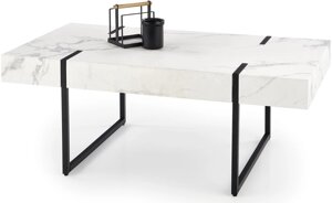 Журнальный столик Halmar Blanca 110x60x43 белый мрамор/черный
