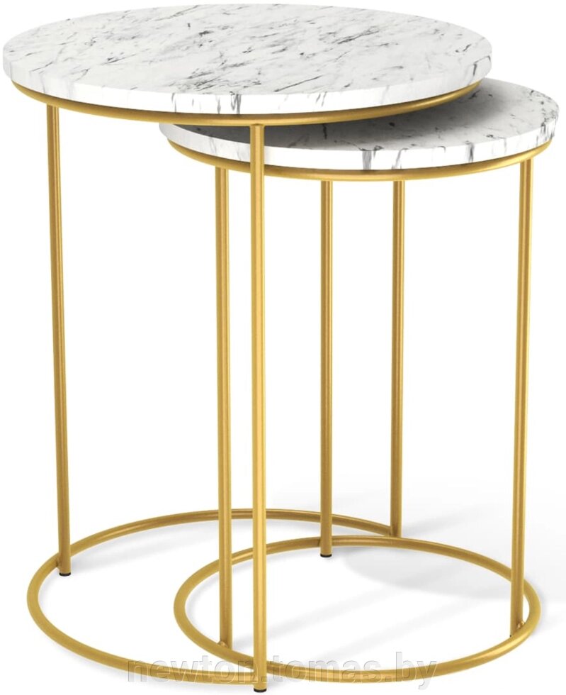 Журнальный столик Sheffilton SHT-CT7 мрамор каррара белый/золото от компании Интернет-магазин Newton - фото 1