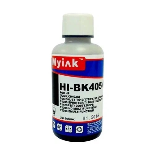 Чернила MyInk HP 72, HP 10 HP 11, HP 82, HP 88, HP 727, HP 764, HI-BK405, 100 мл, Bk (черный), Pigment от компании ООО "Копирка Бай" - фото 1