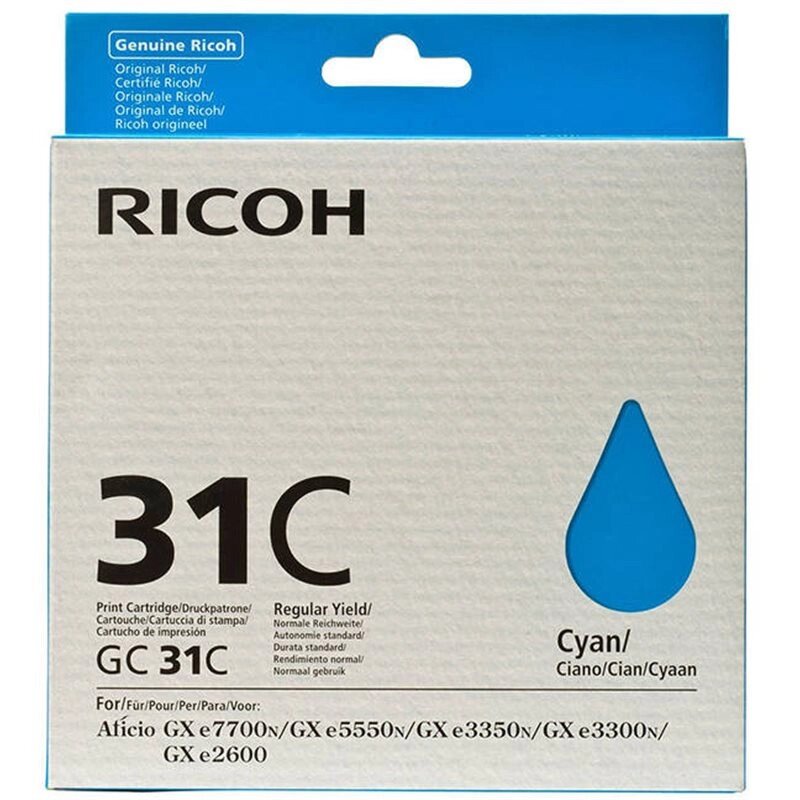 Картридж GC 31C/ 405689 (для Ricoh Aficio GXe2600/ GXe3300/ GXe3350/ GXe5550/ GXe7700) голубой от компании ООО "Копирка Бай" - фото 1