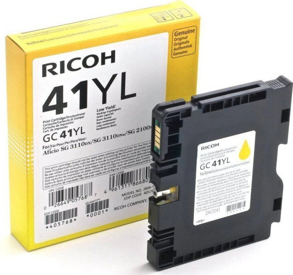 Картридж GC 41YL/ 405768 (для Ricoh Aficio SG2100/ SG3100/ SG3110/ SG3120/ SG7100) жёлтый от компании ООО "Копирка Бай" - фото 1