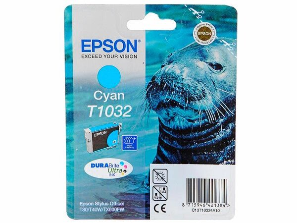 Картридж T1032/ C13T10324A10 (для Epson Stylus TX550/ Office T30/ T40/ TX510/ TX600/ T1100) голубой от компании ООО "Копирка Бай" - фото 1