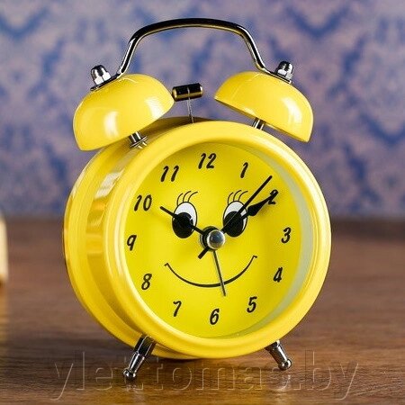 Часы будильник Желтый Смайлик, D-6 см от компании Интернет-магазин Ylet - фото 1