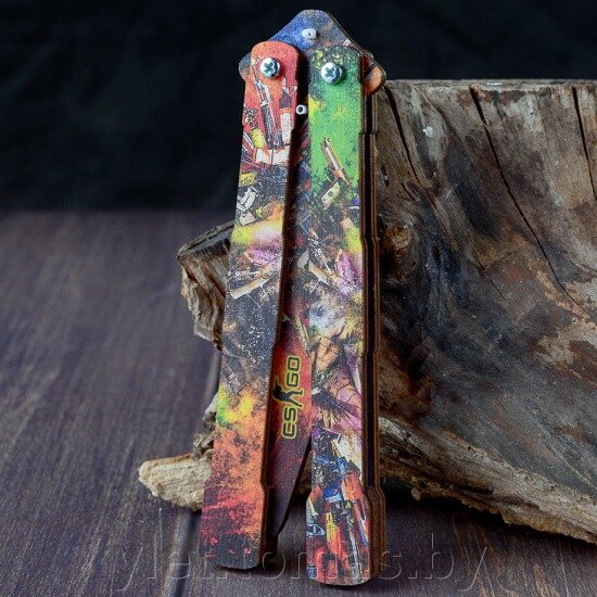 Деревянный нож бабочка Цветной от компании Интернет-магазин Ylet - фото 1