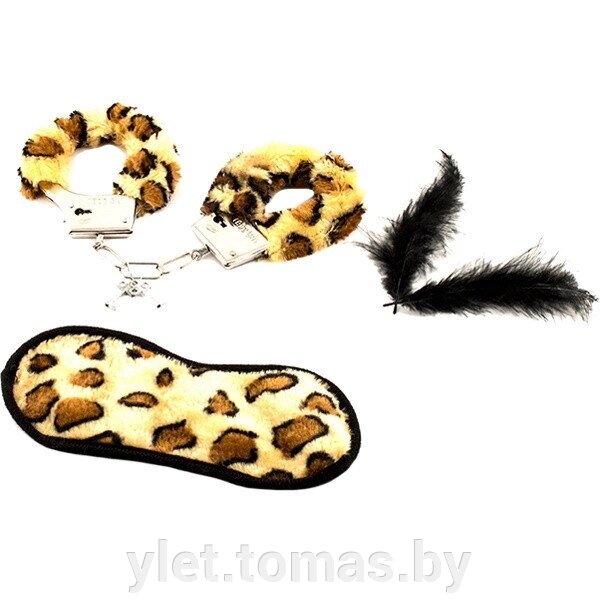 Эротический набор Наручники, перышко, маска Леопард от компании Интернет-магазин Ylet - фото 1