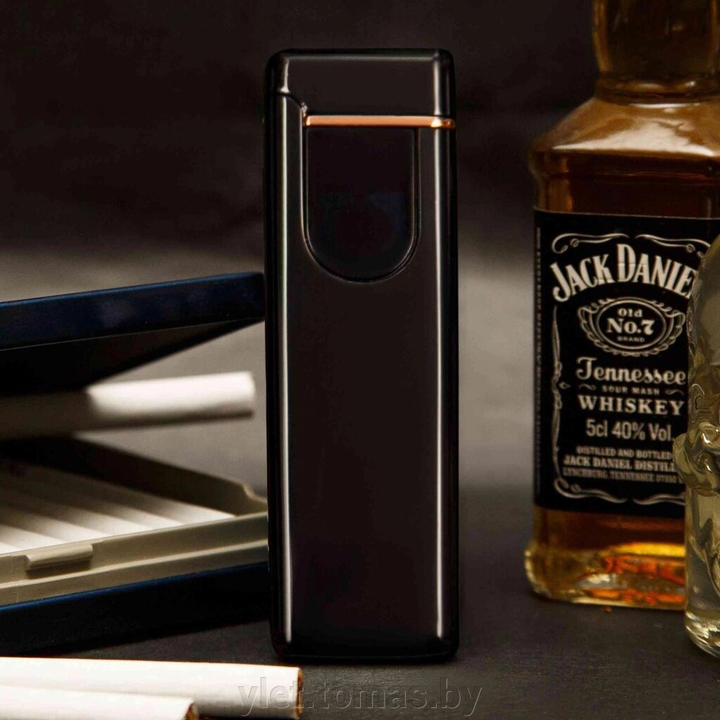 Импульсная зажигалка двойная узкая сенсорная Lighter Черная от компании Интернет-магазин Ylet - фото 1