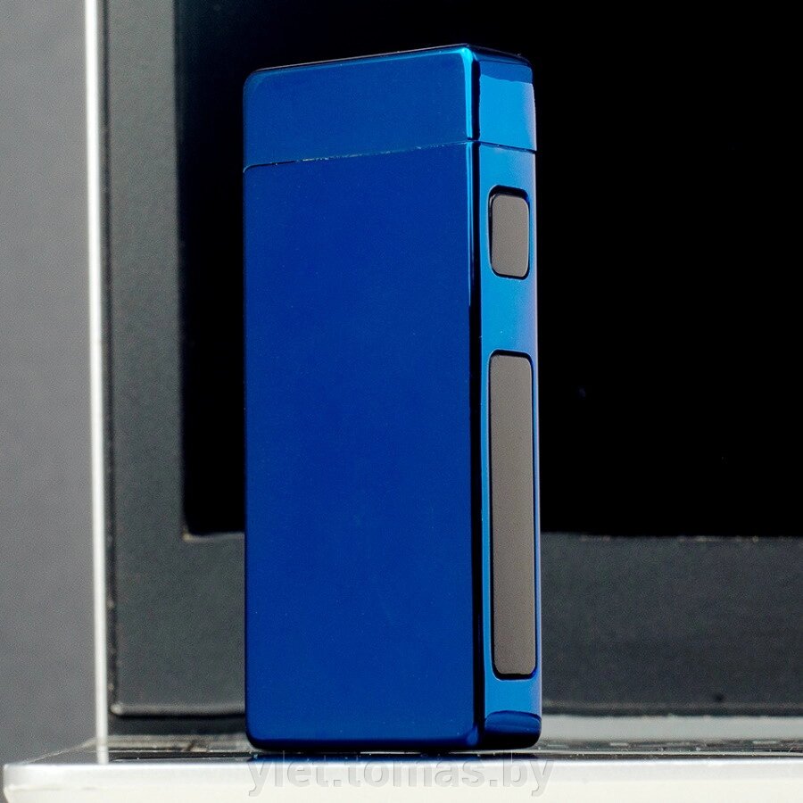 Импульсная зажигалка с кнопкой и индикацией Синяя от компании Интернет-магазин Ylet - фото 1
