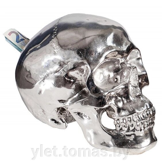 Копилка череп серебряный глянцевый с ключом от компании Интернет-магазин Ylet - фото 1