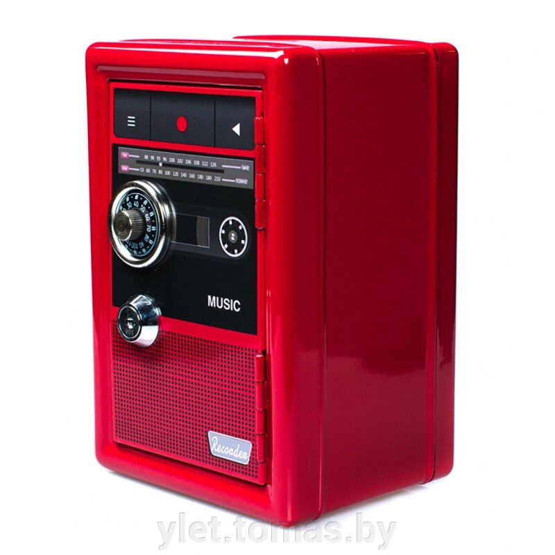 Копилка сейф с ключом Радио ретро Красная от компании Интернет-магазин Ylet - фото 1