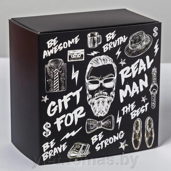 Коробка складная Gift for real man 14  14  8 см от компании Интернет-магазин Ylet - фото 1