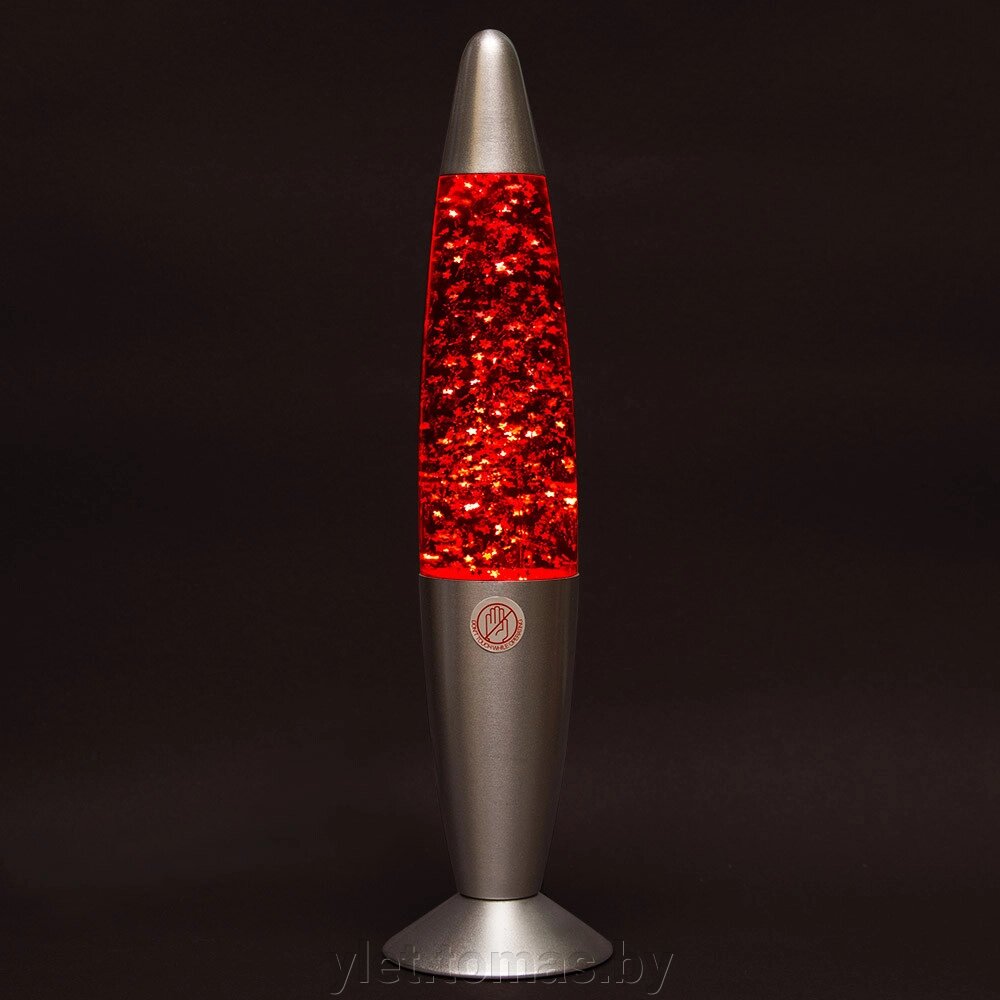 Лава лампа с блестками в сером корпусе 35 см Красная от компании Интернет-магазин Ylet - фото 1