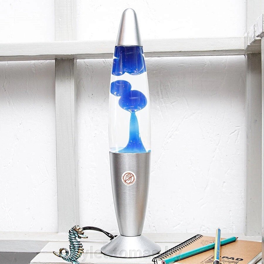 Лава лампа с воском в сером корпусе 35 см Синяя от компании Интернет-магазин Ylet - фото 1