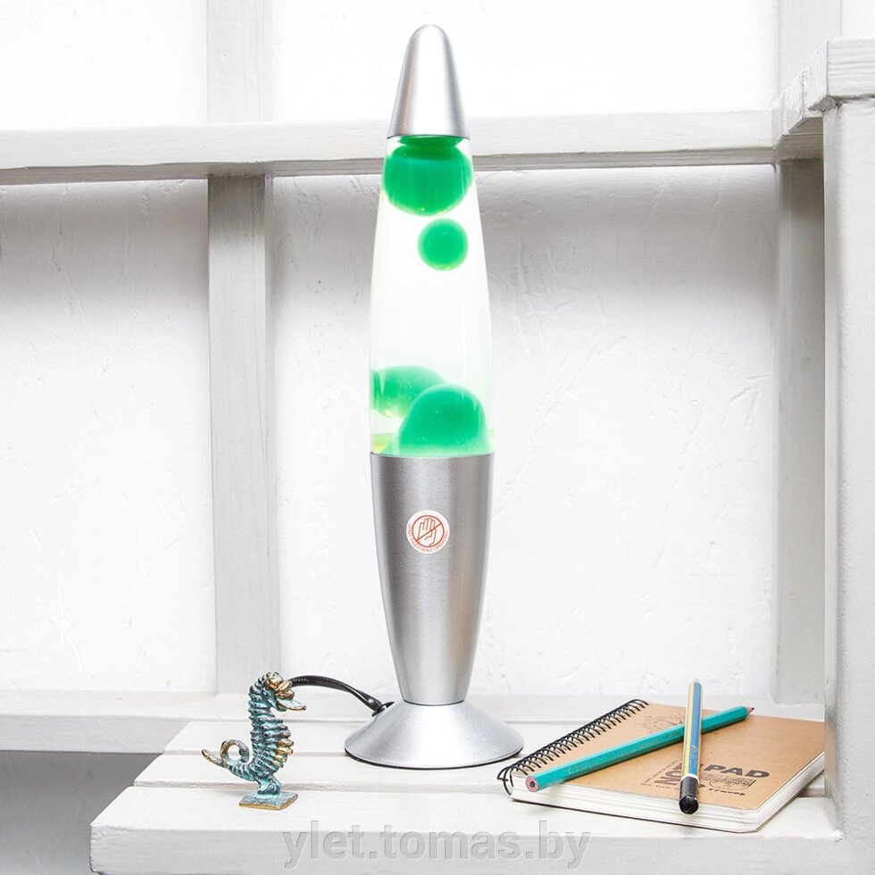 Лава лампа с воском в сером корпусе 35 см Зеленая от компании Интернет-магазин Ylet - фото 1