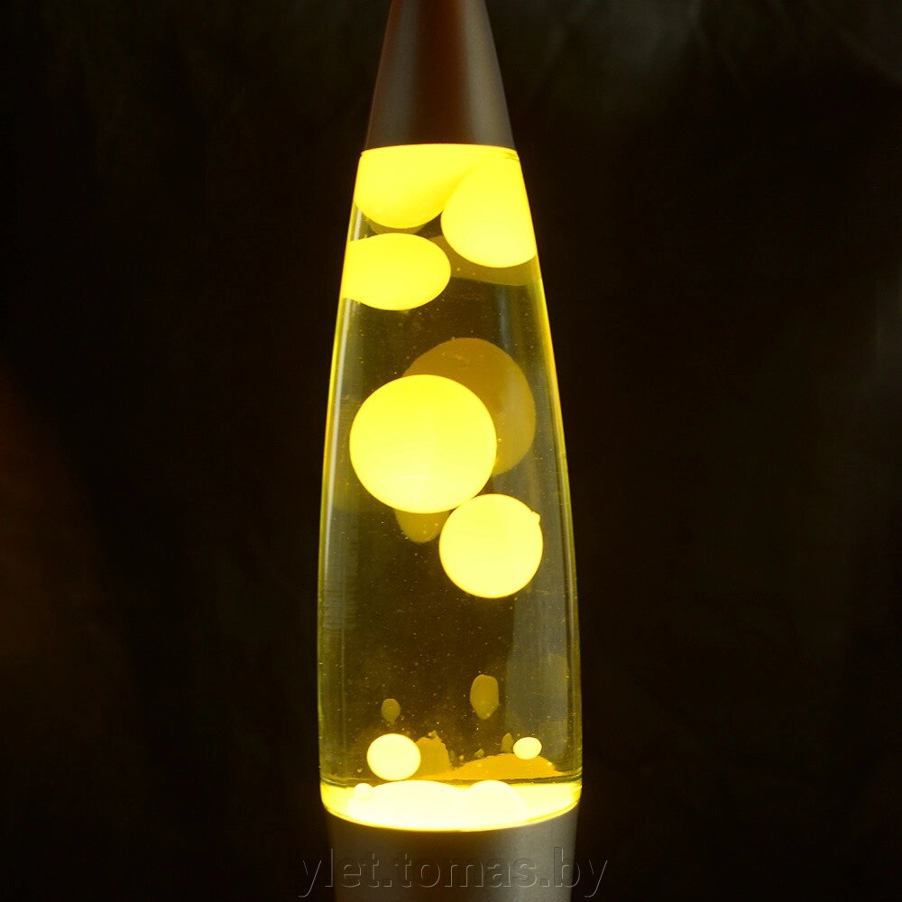 Лава лампа с воском в сером корпусе 35 см Желтая от компании Интернет-магазин Ylet - фото 1
