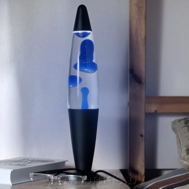 Лава лампа в черном корпусе 35 см Синяя от компании Интернет-магазин Ylet - фото 1