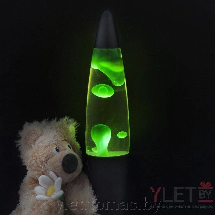 Лава лампа в черном корпусе 35 см Зеленая от компании Интернет-магазин Ylet - фото 1