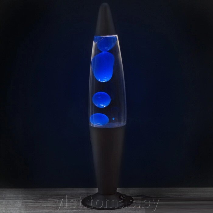 Лава лампа в черном корпусе 42 см Синяя от компании Интернет-магазин Ylet - фото 1