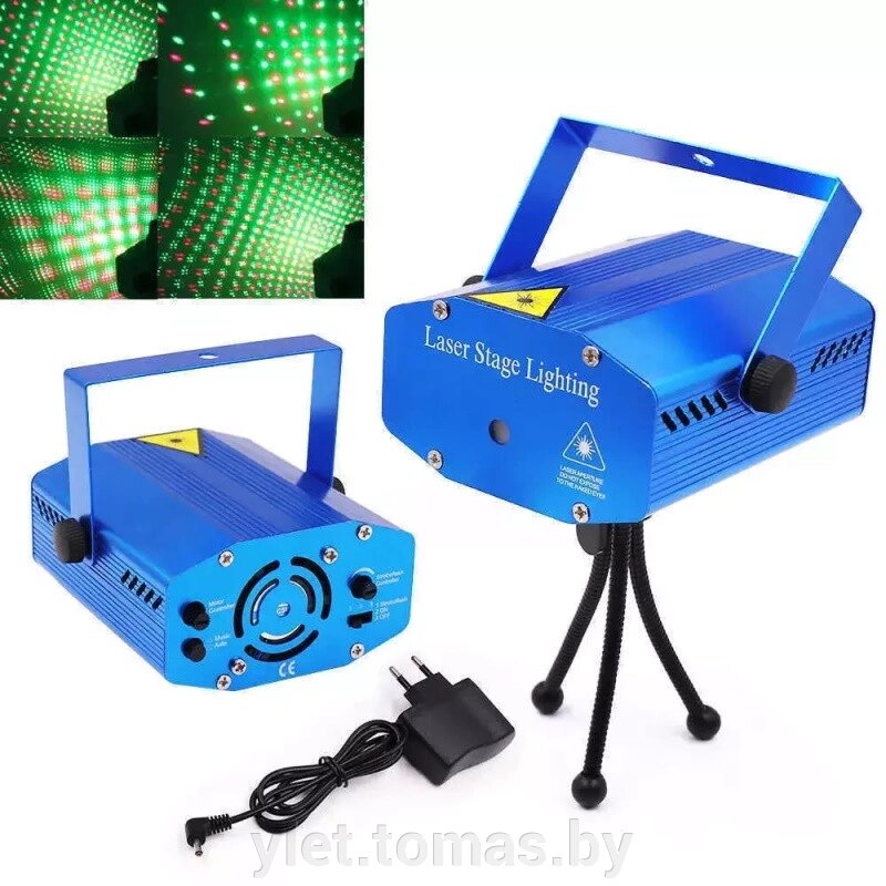 Лазерный проектор Mini Laser Stage Lighting D08. Сердца, точки, звезды, смайлики от компании Интернет-магазин Ylet - фото 1