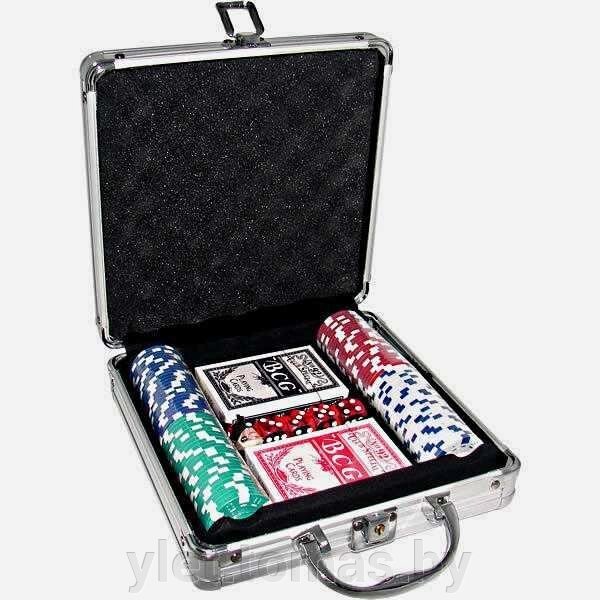 Набор для покера в кейсе 100 фишек с номиналом от компании Интернет-магазин Ylet - фото 1