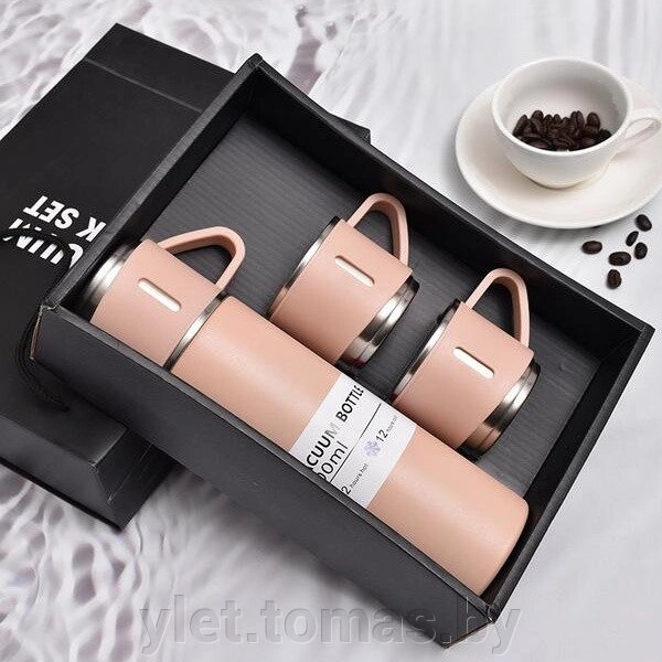 Набор Термос 500 мл и 3 чашки Розовый от компании Интернет-магазин Ylet - фото 1