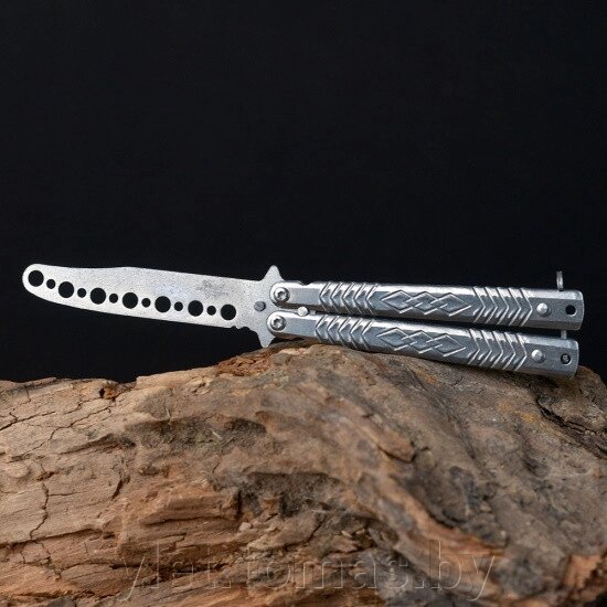 Нож бабочка тренировочный Узор ромбы Серый мини от компании Интернет-магазин Ylet - фото 1