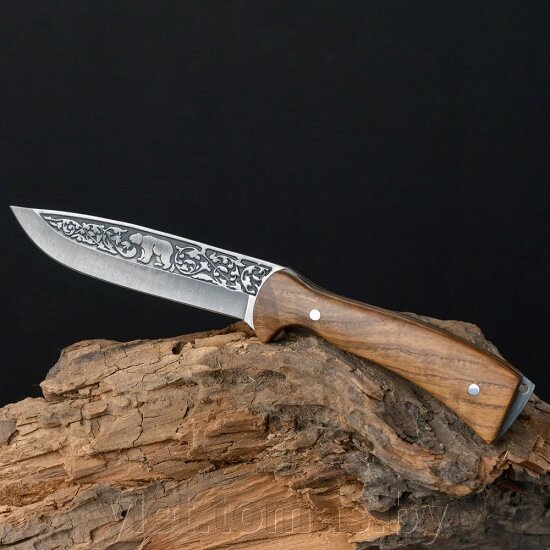 Нож фиксированный в чехле c деревянной ручкой Медведь от компании Интернет-магазин Ylet - фото 1