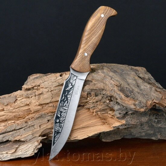 Нож фиксированный в чехле c деревянной ручкой Волк от компании Интернет-магазин Ylet - фото 1