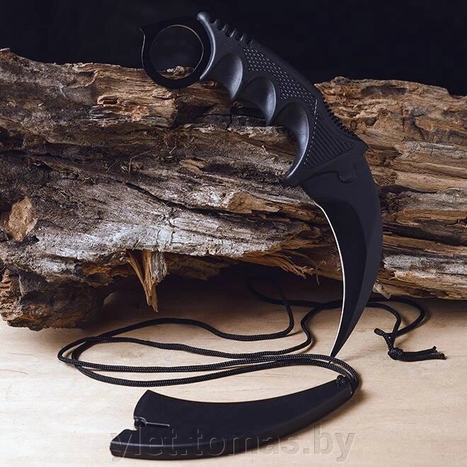 Нож керамбит нескладной с ножнами и шнурком черный от компании Интернет-магазин Ylet - фото 1