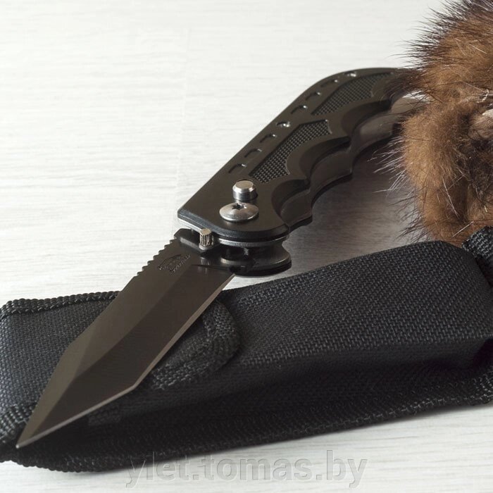 Нож металлический складной Черный в чехле от компании Интернет-магазин Ylet - фото 1