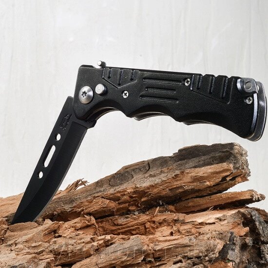 Нож складной металлический Черный с прорезями 809-18 от компании Интернет-магазин Ylet - фото 1