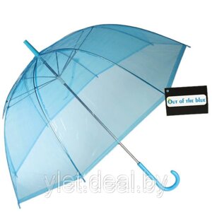 Зонт прозрачный синий трость