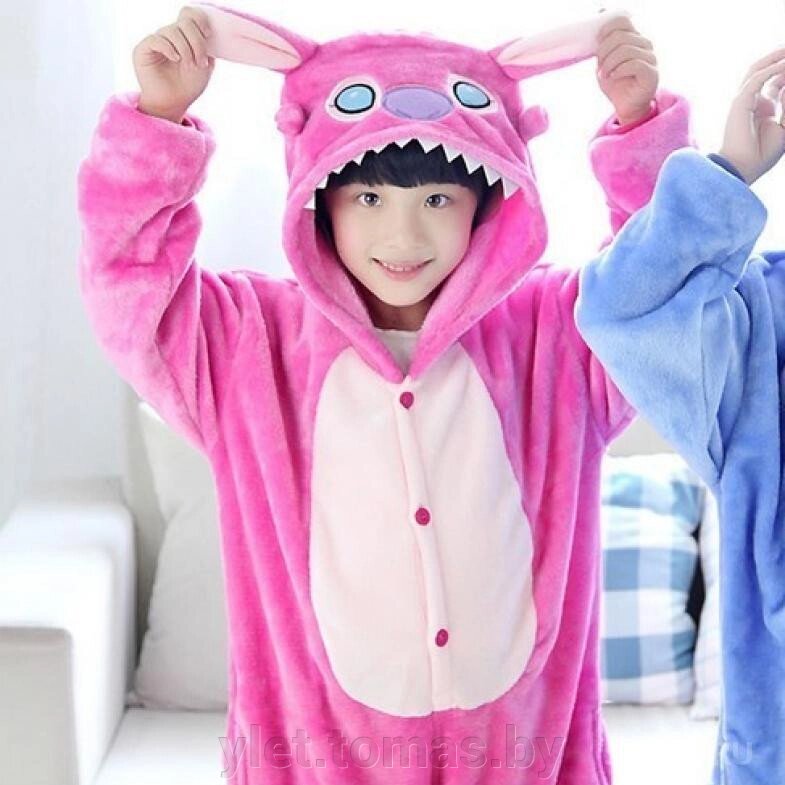 Пижама Кигуруми детская Стич розовый (рост 95-100,100-109 см) от компании Интернет-магазин Ylet - фото 1