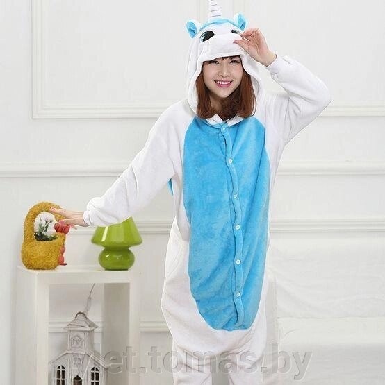 Пижама кигуруми Единорог Бело-голубой Пегас (рост 140-149,150-159 см) от компании Интернет-магазин Ylet - фото 1