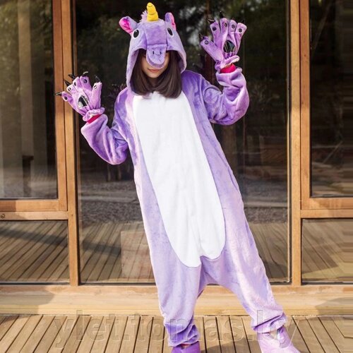 Пижама Кигуруми Единорог фиолетовый (рост 150-159, 160-169 см)