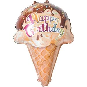 Шар (28/71 см) Фигура, Мороженое, Вафельный рожок с днем рождения