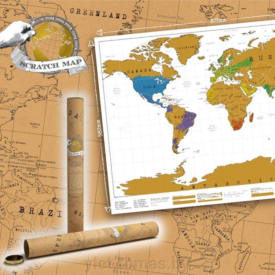 Скретч Карта Путешествуй по миру от компании Интернет-магазин Ylet - фото 1