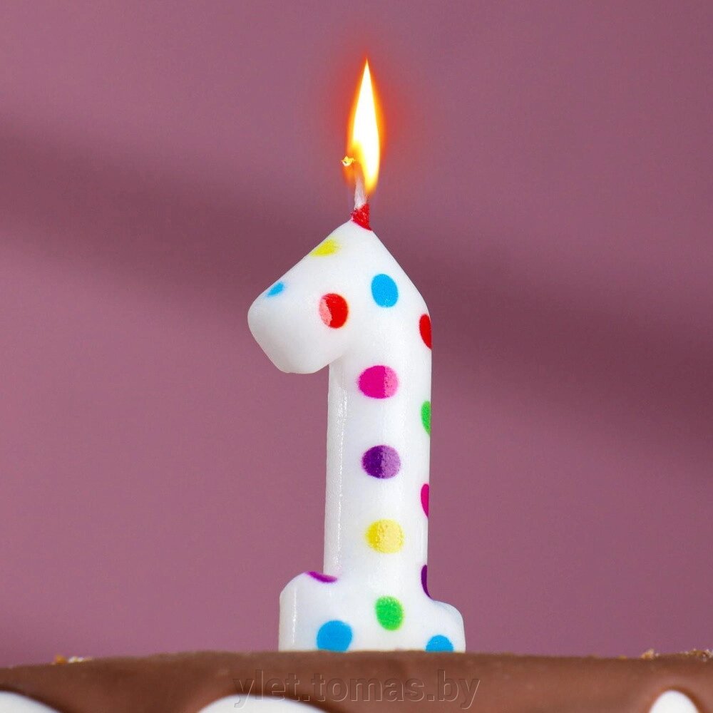 Свеча в торт Цветное конфетти, Цифра 1 от компании Интернет-магазин Ylet - фото 1