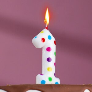 Свеча в торт Цветное конфетти, Цифра 1