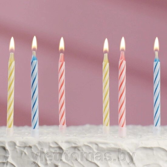 Свечи для торта Неон разноцветные, 10 шт от компании Интернет-магазин Ylet - фото 1