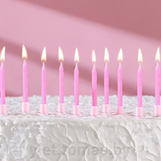 Свечи для торта Неон розовые, 10 шт от компании Интернет-магазин Ylet - фото 1