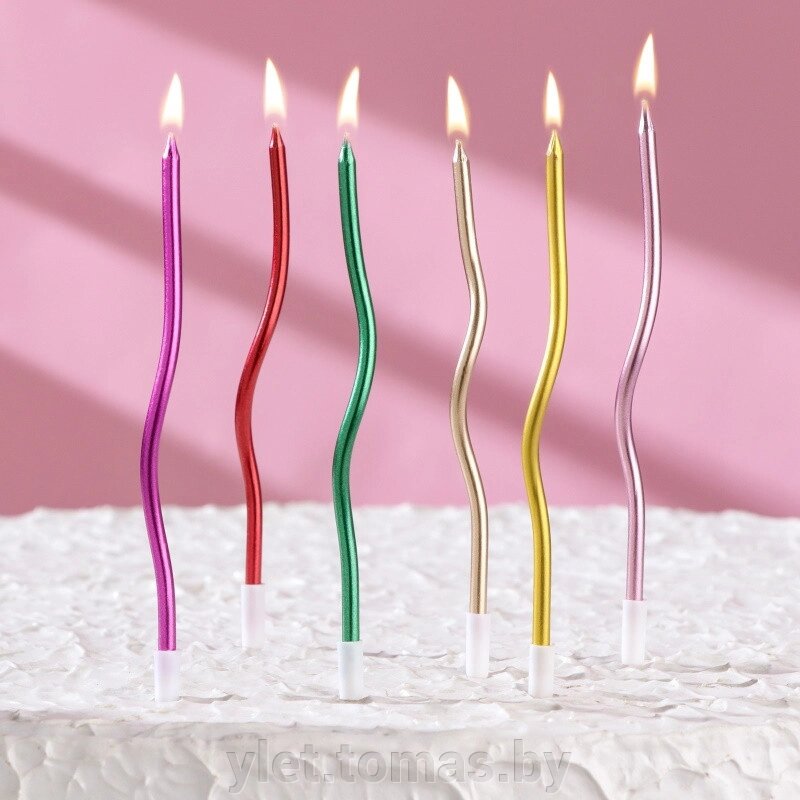 Свечи для торта Серпантин разноцветные, 6 шт от компании Интернет-магазин Ylet - фото 1