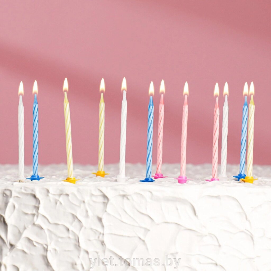 Свечи для торта Спираль, набор: 24 шт и 12 подставок от компании Интернет-магазин Ylet - фото 1