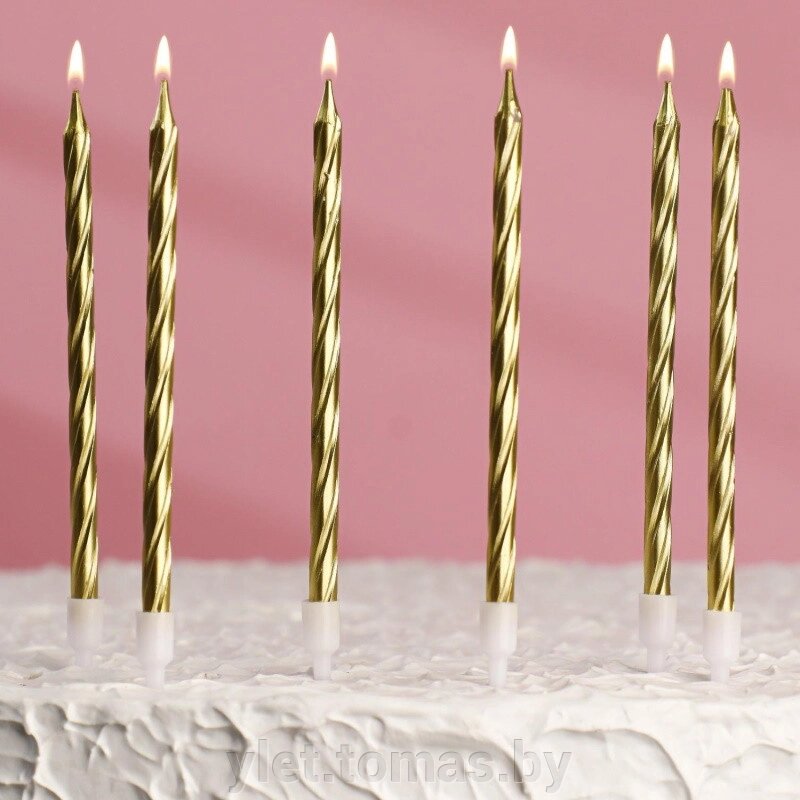 Свечи в торт Металлик золотистые, 14 см, 10 шт от компании Интернет-магазин Ylet - фото 1