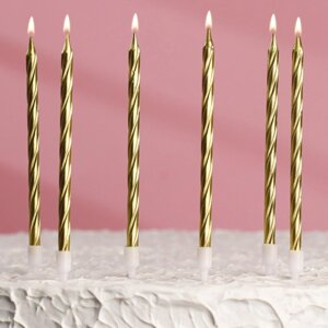 Свечи в торт Металлик золотистые, 14 см, 10 шт