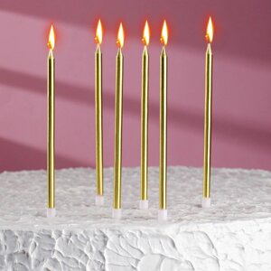 Свечи в торт Ройс, Золотой металлик, 6 шт