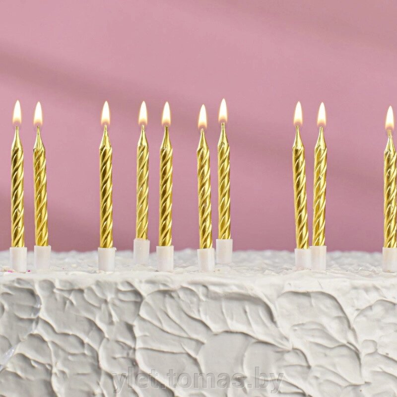 Свечи в торт Спираль золотой металлик, 10 шт от компании Интернет-магазин Ylet - фото 1
