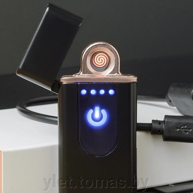 USB Зажигалка Lighter сенсорная полуокруглый экран Черная от компании Интернет-магазин Ylet - фото 1